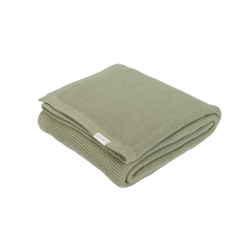 Knitted Cot Blanket Olive