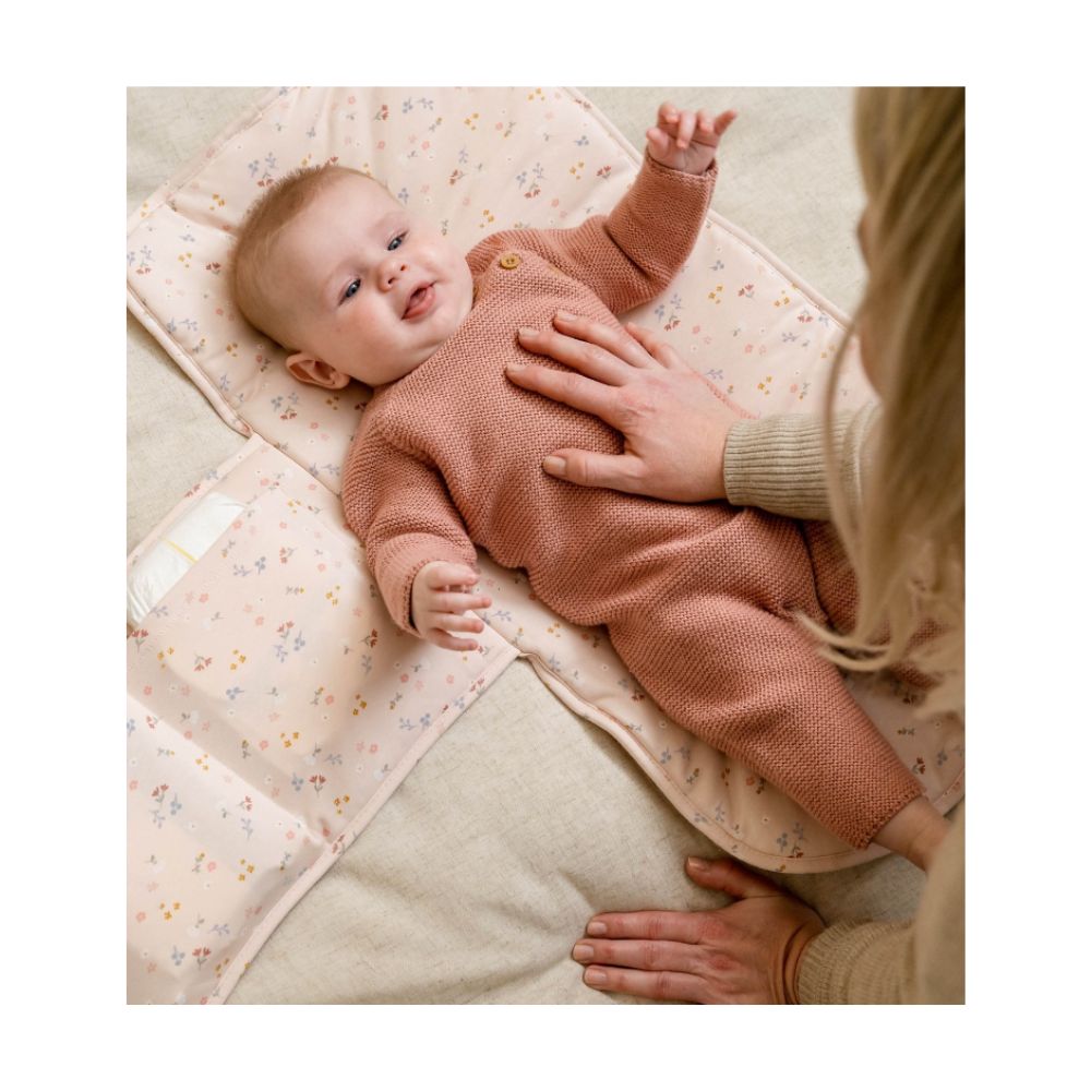 Easy Carry Changing Pad Little Pink Flowers - 100% Soft Cotton 