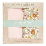 Swaddles Set Flowers & Butterflies/Pure Soft Pink - 70x70cm