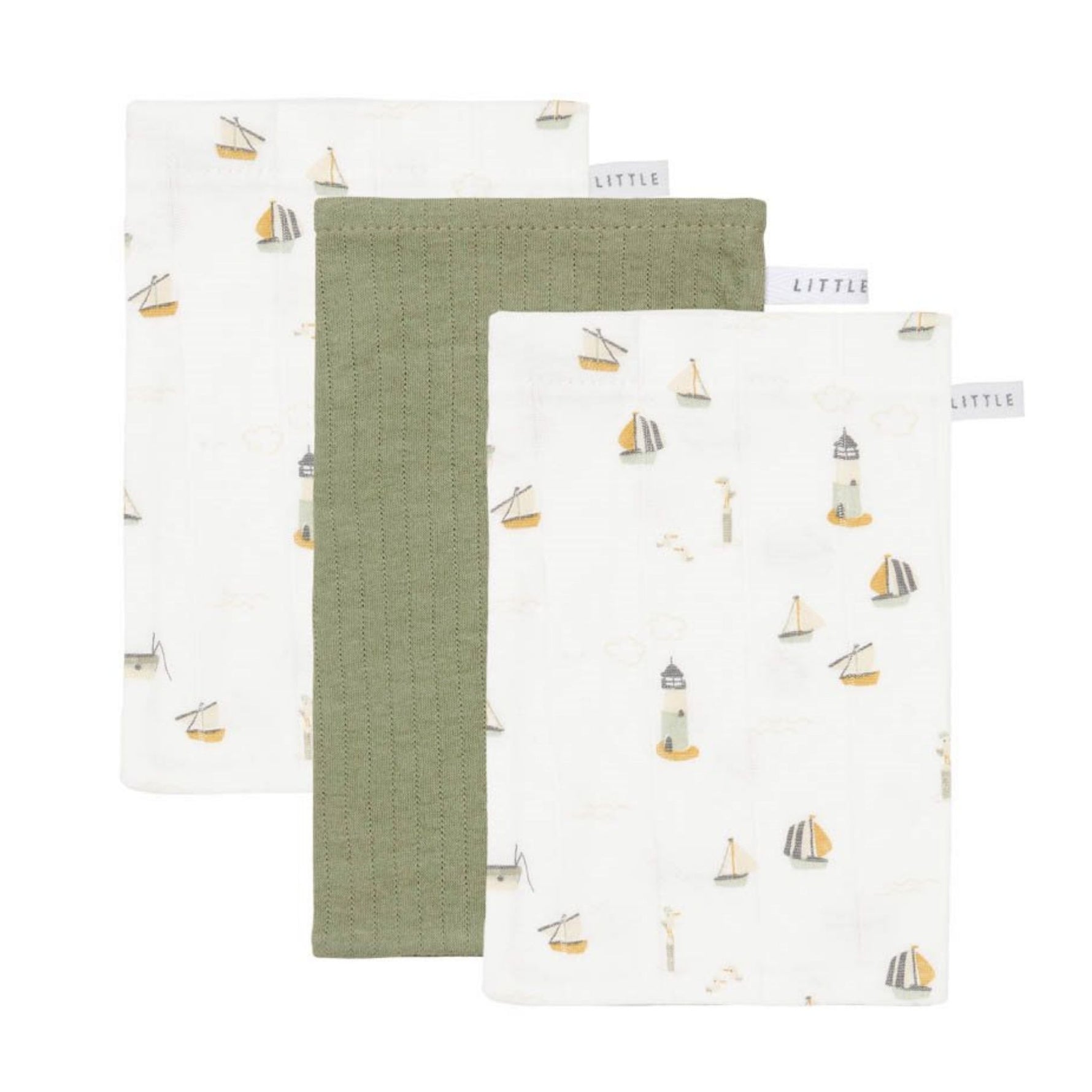 Shop Online Washcloth Set Pure Olive / Sailors Bay White