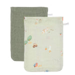 Washcloths Set Muslin Little Farm / Olive