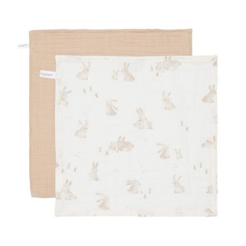 100% Cotton - Facecloths Set Muslin Baby Bunny / Beige