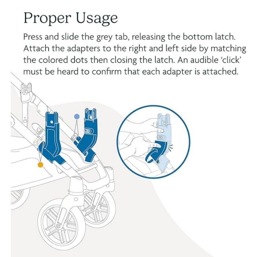 Lower Adapters Compatible with Vista and Vista V2 Stroller/Car Seat Systems