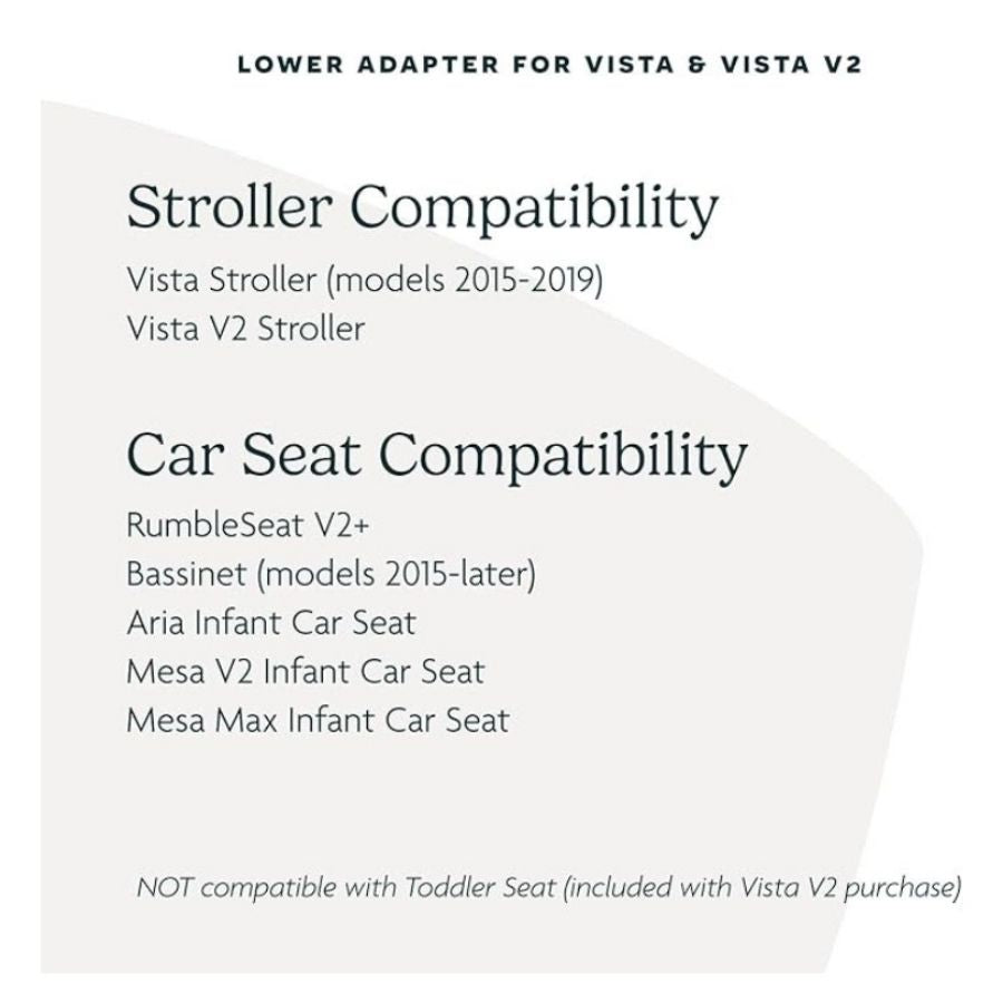 Lower Adapters Compatible with Vista and Vista V2 Stroller/Car Seat Systems