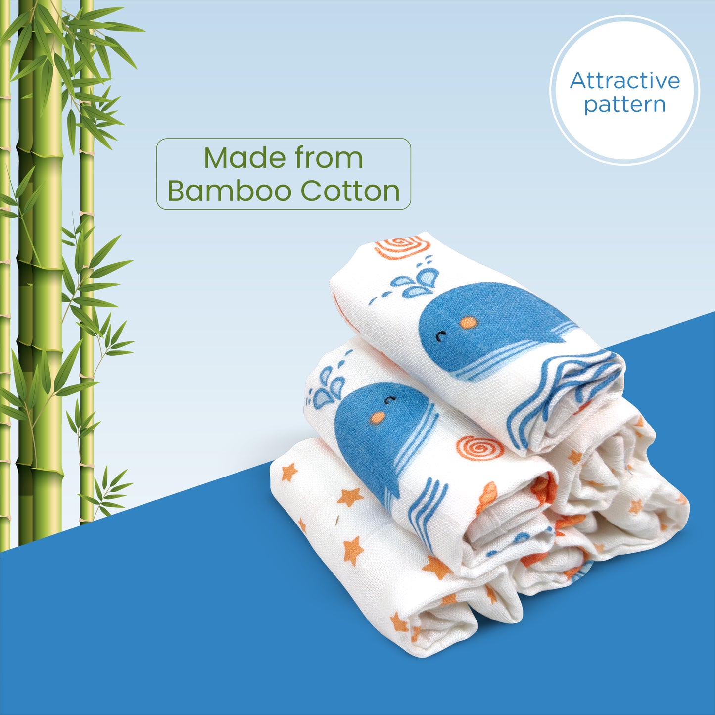 Bamboo Cotton Wash Cloth – Gentle, Absorbent & Eco-Friendly (Pack of 3)