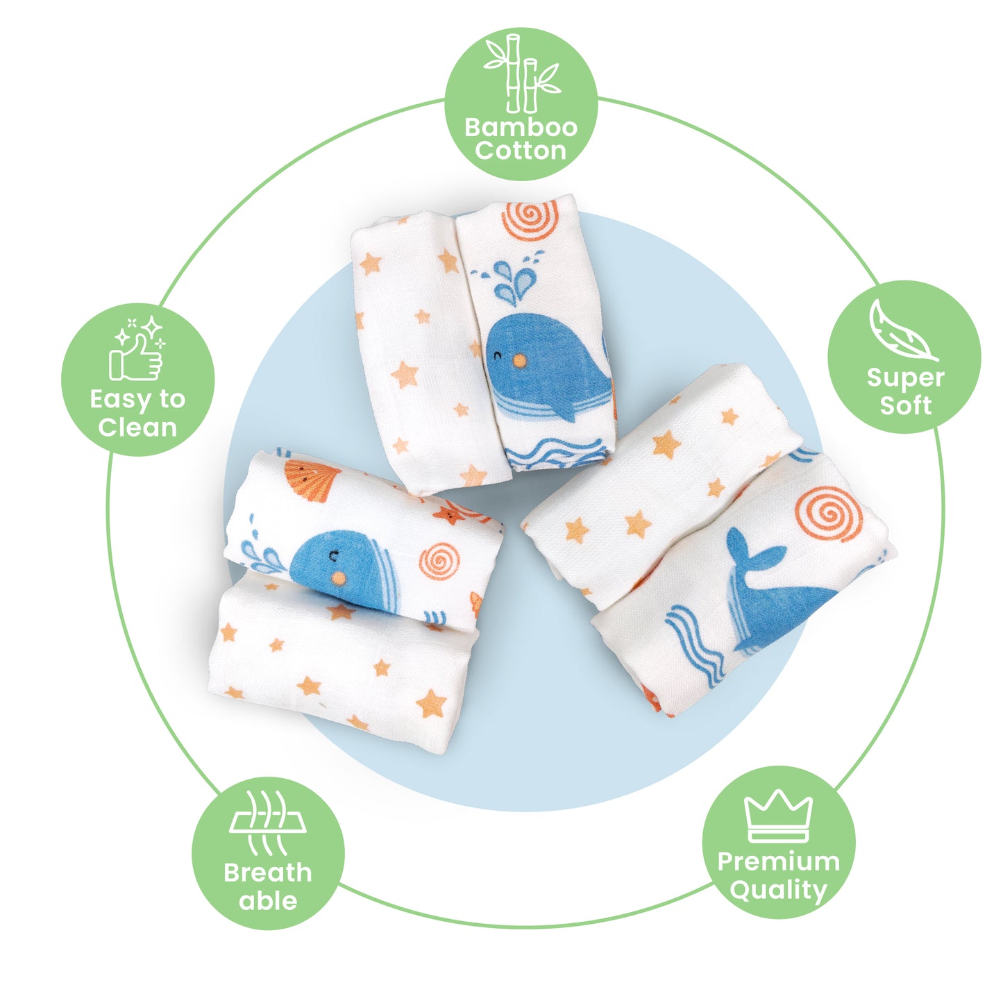 Bamboo Cotton Wash Cloth – Gentle, Absorbent & Eco-Friendly (Pack of 3)