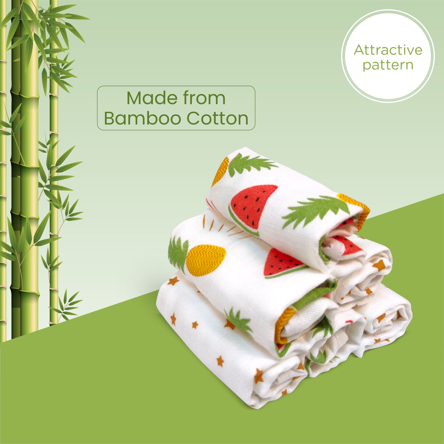 Bamboo Cotton Wash Cloth – Gentle, Absorbent & Eco-Friendly (Pack of 3)