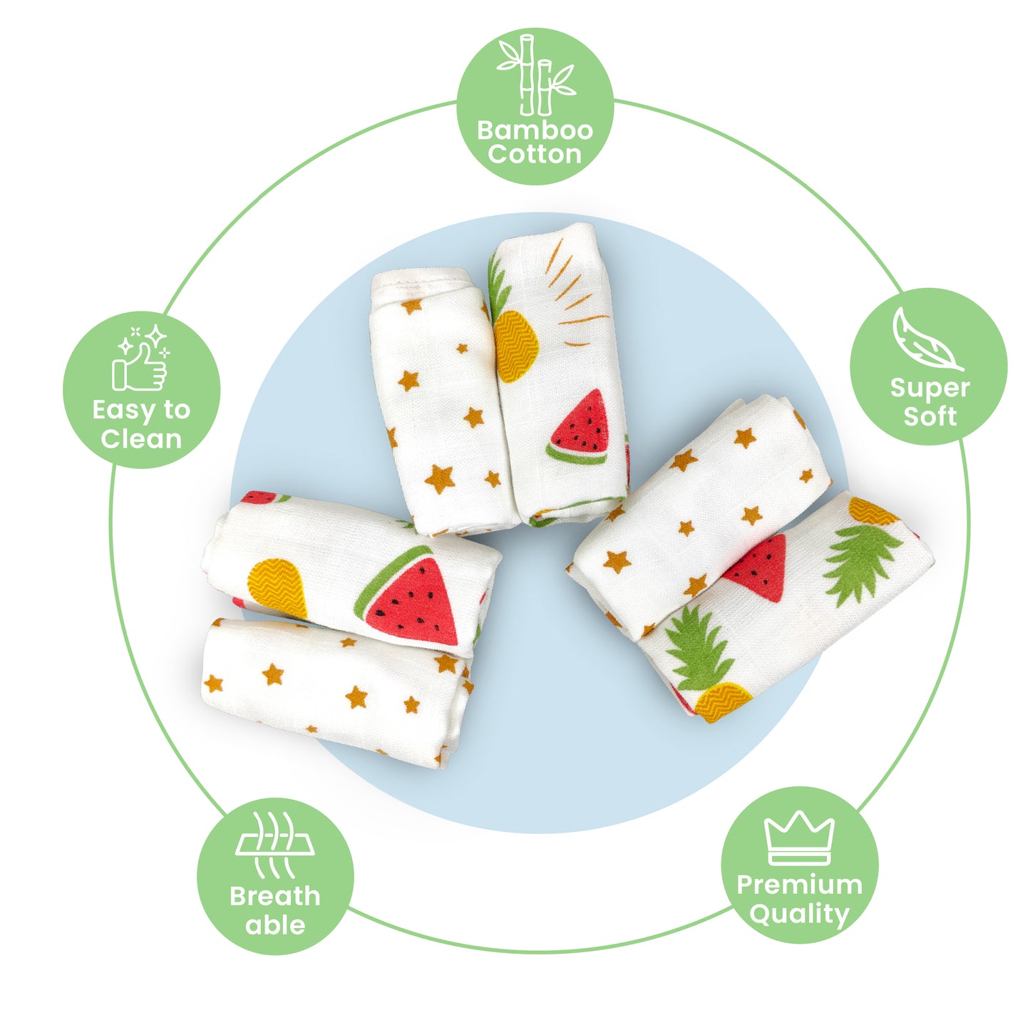 Bamboo Cotton Wash Cloth – Gentle, Absorbent & Eco-Friendly (Pack of 3)