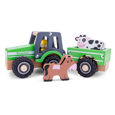 New Classic Toys | Wooden Tractor with Trailer - Animals