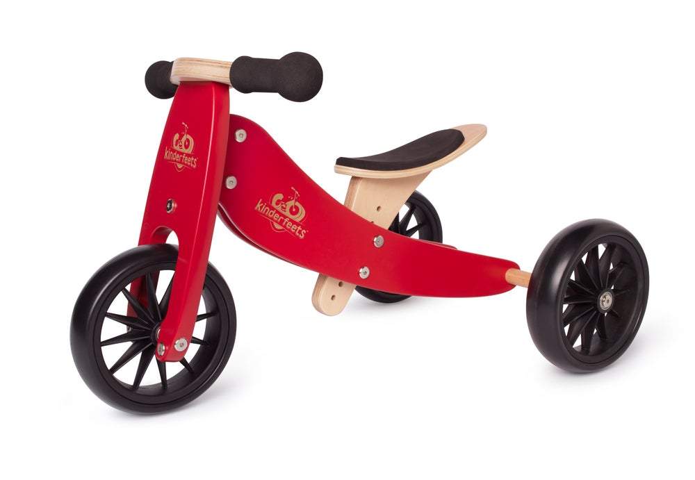  Kinderfeets - 2-in-1 Tiny Tot Tricycle & Balance Bike - Cherry Red