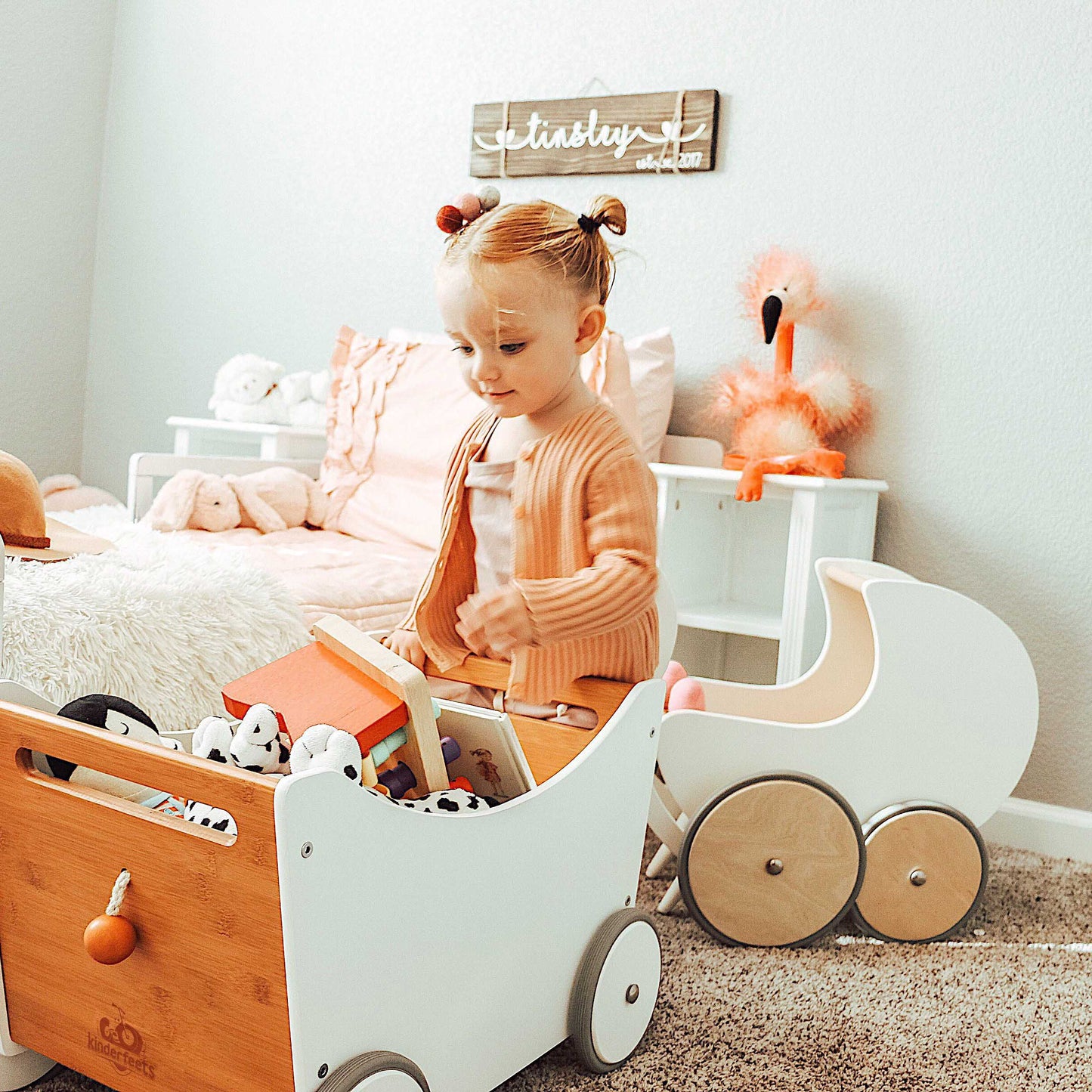 White Toy Box & Walker - DAMAGED BOX