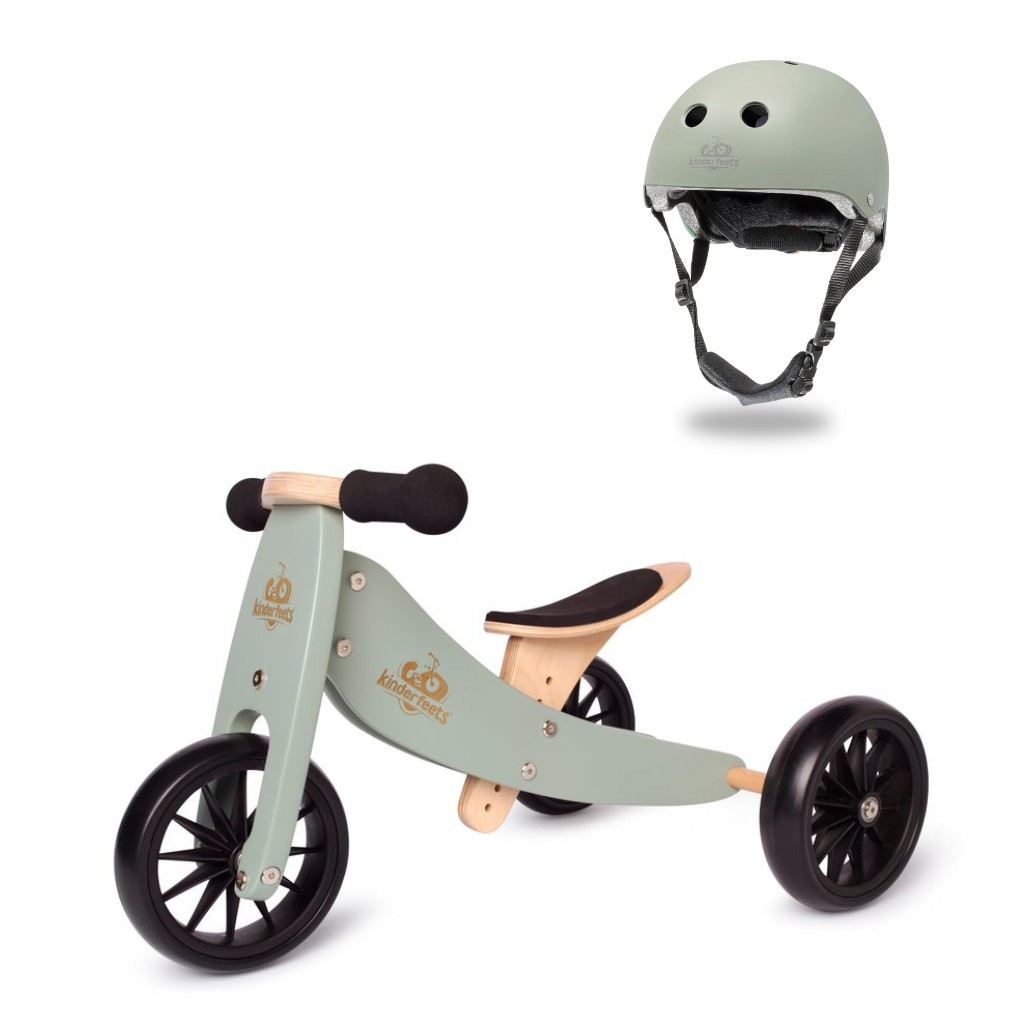 Order Online Kinderfeets - Toddler Tricycle + Helmet In Sage Colour