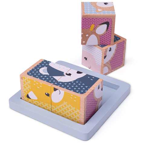 Bigjigs | Woodland Cube Puzzle | 100% FSC Certified Materials