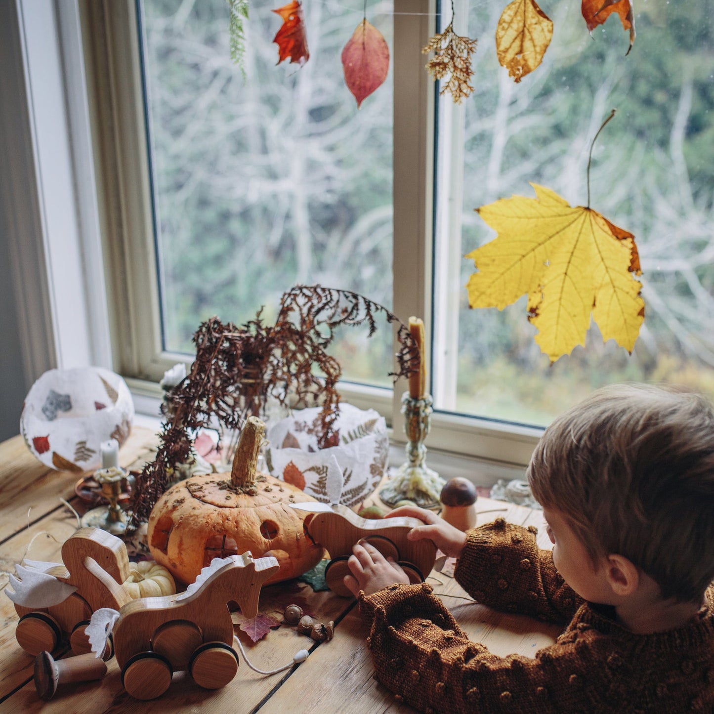 Push & Pull Bamboo Wooden Baby Toy - Classic Pull-Along Nursery Toy for Toddlers