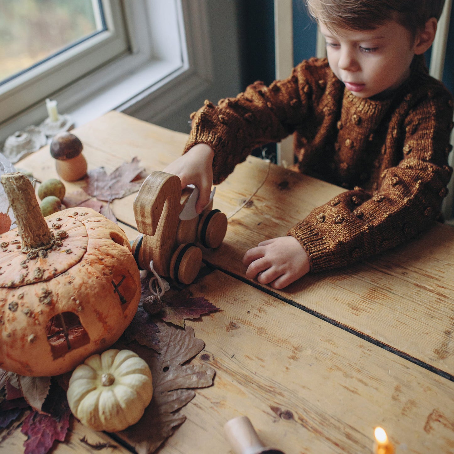 Push & Pull Bamboo Wooden Baby Toy - Classic Pull-Along Nursery Toy for Toddlers