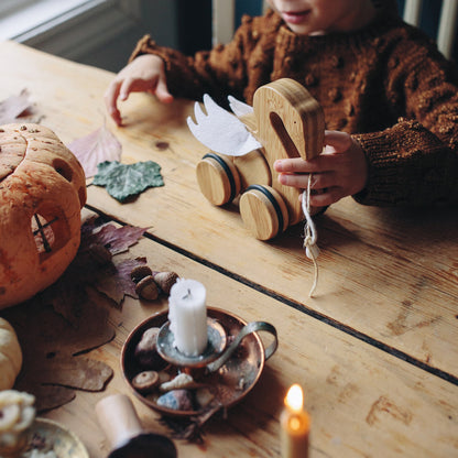 Push & Pull Bamboo Wooden Baby Toy - Classic Pull-Along Nursery Toy for Toddlers