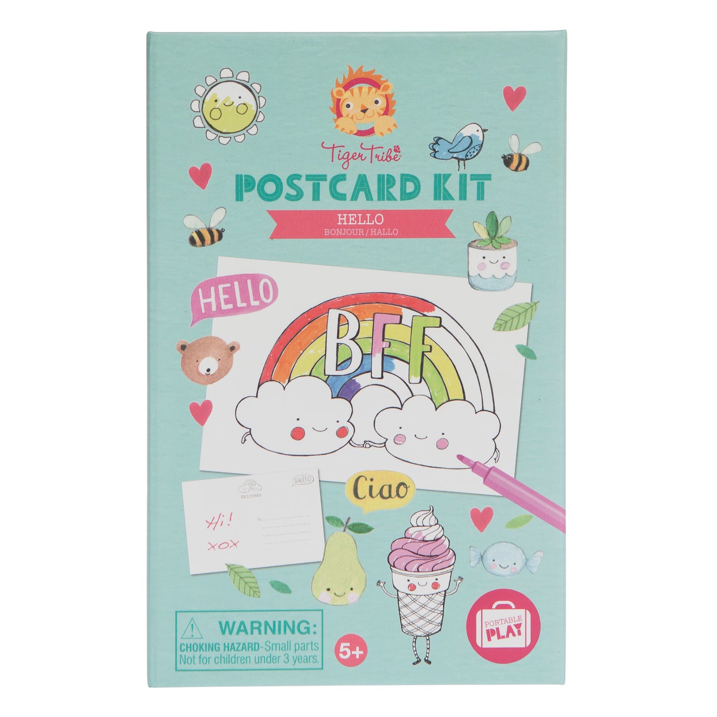 Tiger Tribe | Postcard Kit - Hello Colouring Set | 5 Years+