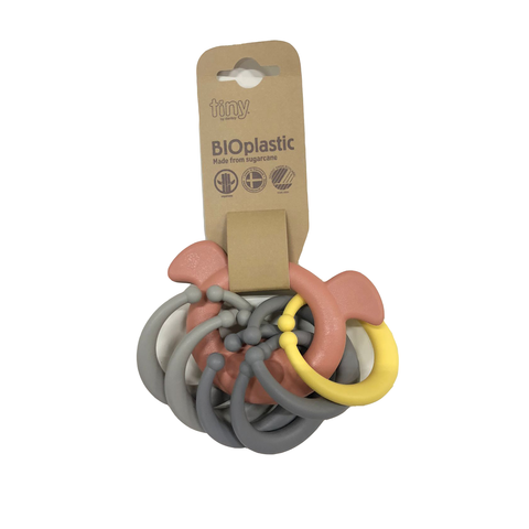Bioplastic Tiny Teether Ring Chain - Pig (Coral)