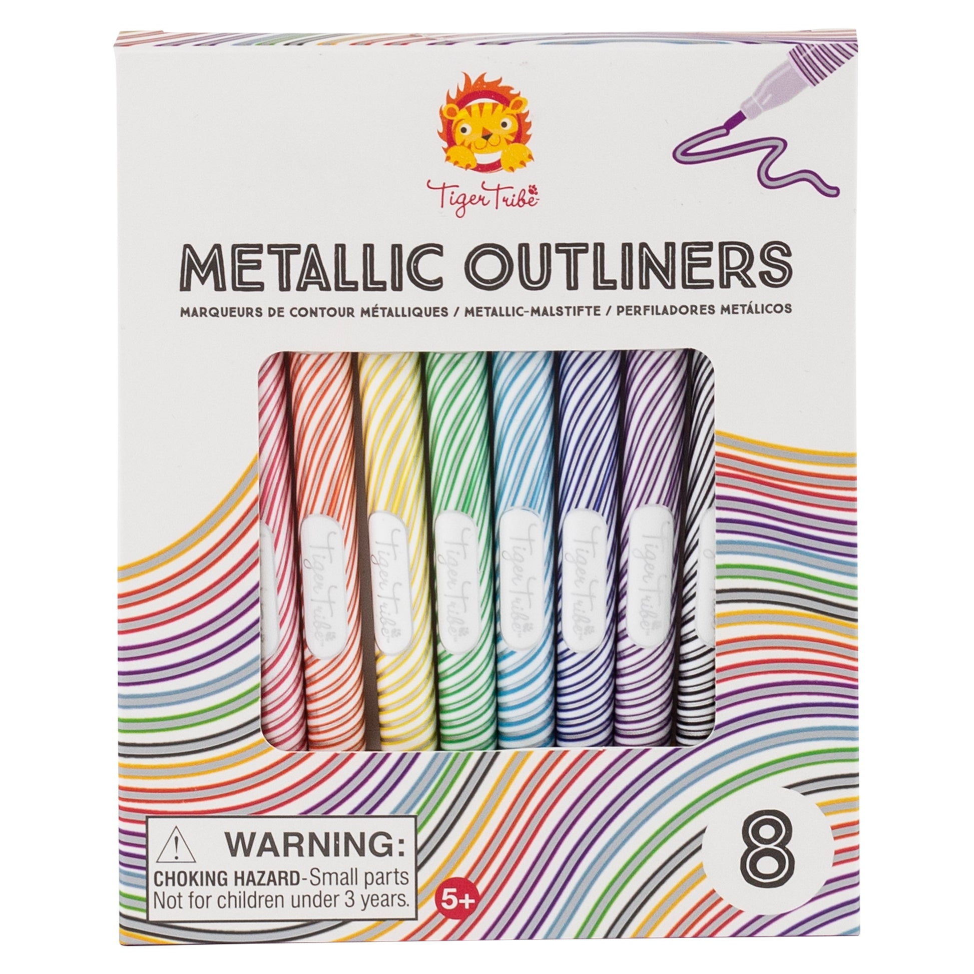 Tiger Tribe | 8 Metallic Outliners | Suitable For 5 Years+