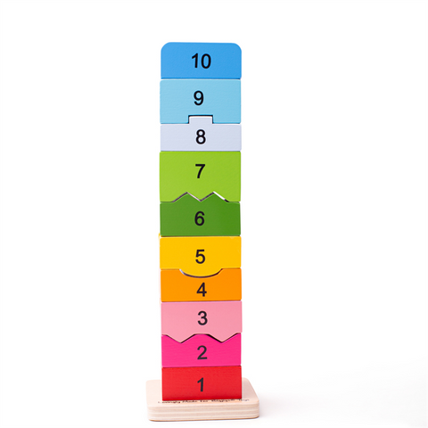 Bigjigs | Number Tower | Wooden Toy | Age 3 Years+ | Sweet Pea
