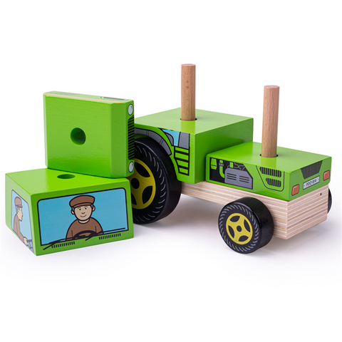 Bigjigs | Stacking Tractor | Wooden Toy | Age 1 Years+ 
