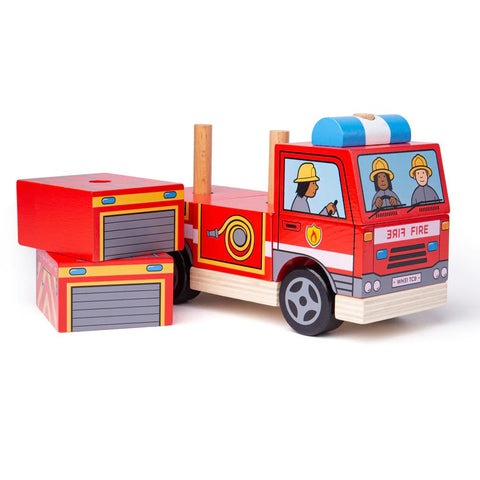 Bigjigs | Stacking Fire Engine | Wooden Toys | Age 1 Years+