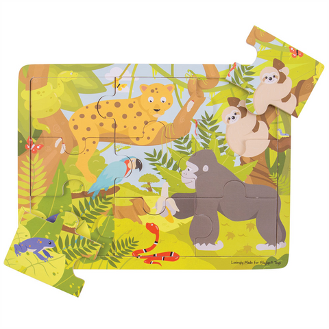 Bigjigs Wooden Toys | Tray Puzzle - Rainforest | Age 2 Years+