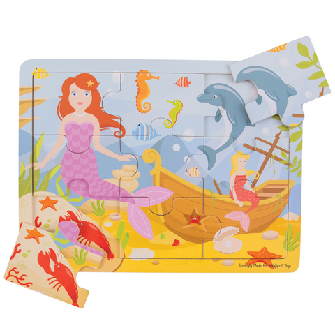 Bigjigs Wooden Toys | Tray Puzzle - Mermaid | Age 2 Years+