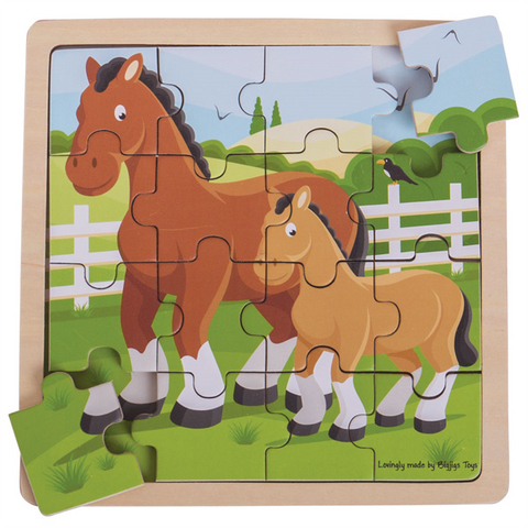 Bigjigs | Horse & Foal Puzzle | Wooden Toy Set | Sweet Pea