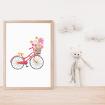 Sweet Pea - Floral Bicycle  Wall Art Print - Sweet Pea Kids