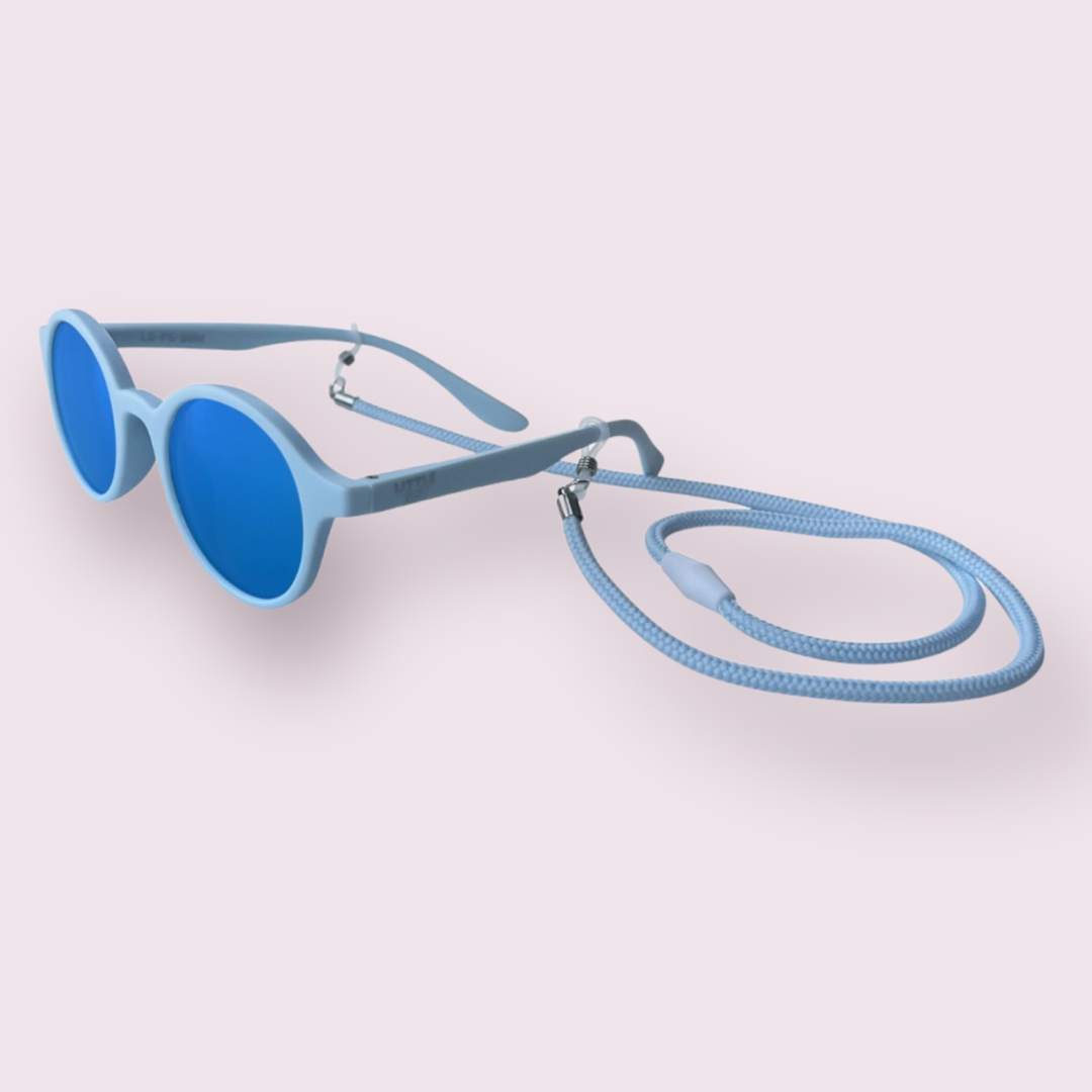 Pastel Blue Kids Sunglasses + Strap