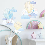 Hot Air Balloons and Clouds Wall Stickers - Mint