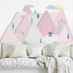 Nordic Mountains Wall Sticker - Pink