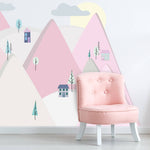 Nordic Mountains Wall Sticker - Pink