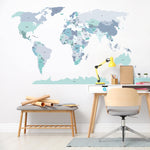 Countries of the World Map Wall Sticker - Large