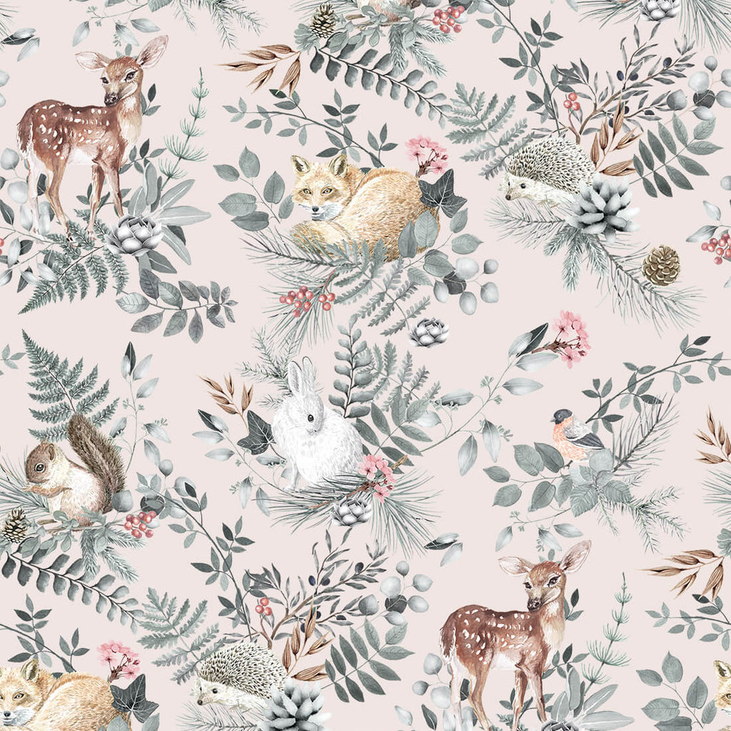 Watercolor Woodland animals seamless pattern Fabric wallpaper background  with Owl hedgehog fox and butterfly Bunny rabbit set of forest squirrel  a Stock Photo  Alamy